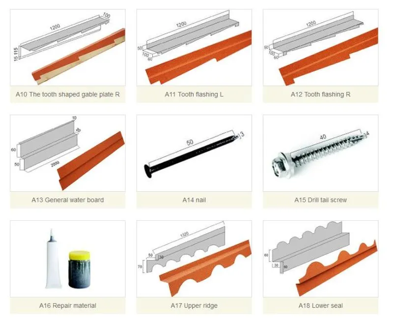 0.35mm, 0.4mm, 0.45mm Thickness and 1340*420mm Size Stone Coated Steel Roofing Tile