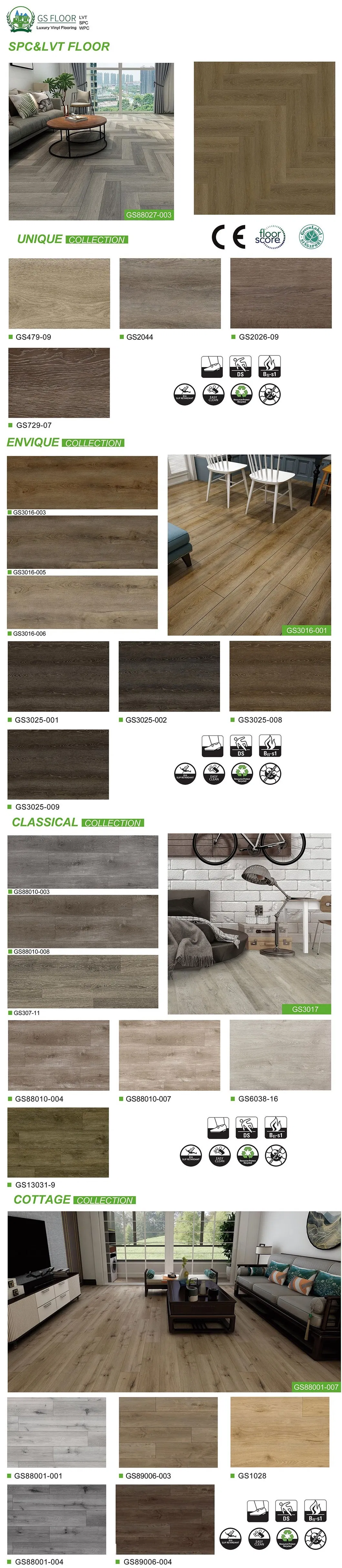 100% Virgen Material Vinyl Spc Flooring Cost Per Square Metre Heat Resistant for Sale