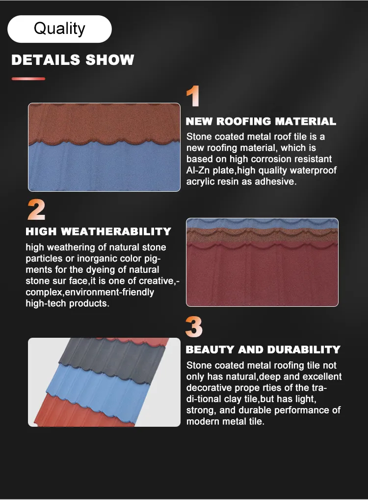 1340*420 mm Best Colorful Stone Coated Metal Roof Tiles