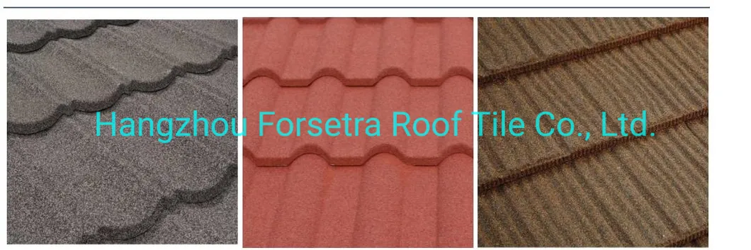 1340*420 mm Size 50 Years Lifespan Warranty China Sand Chip Coated Steel Metal Roof Tile