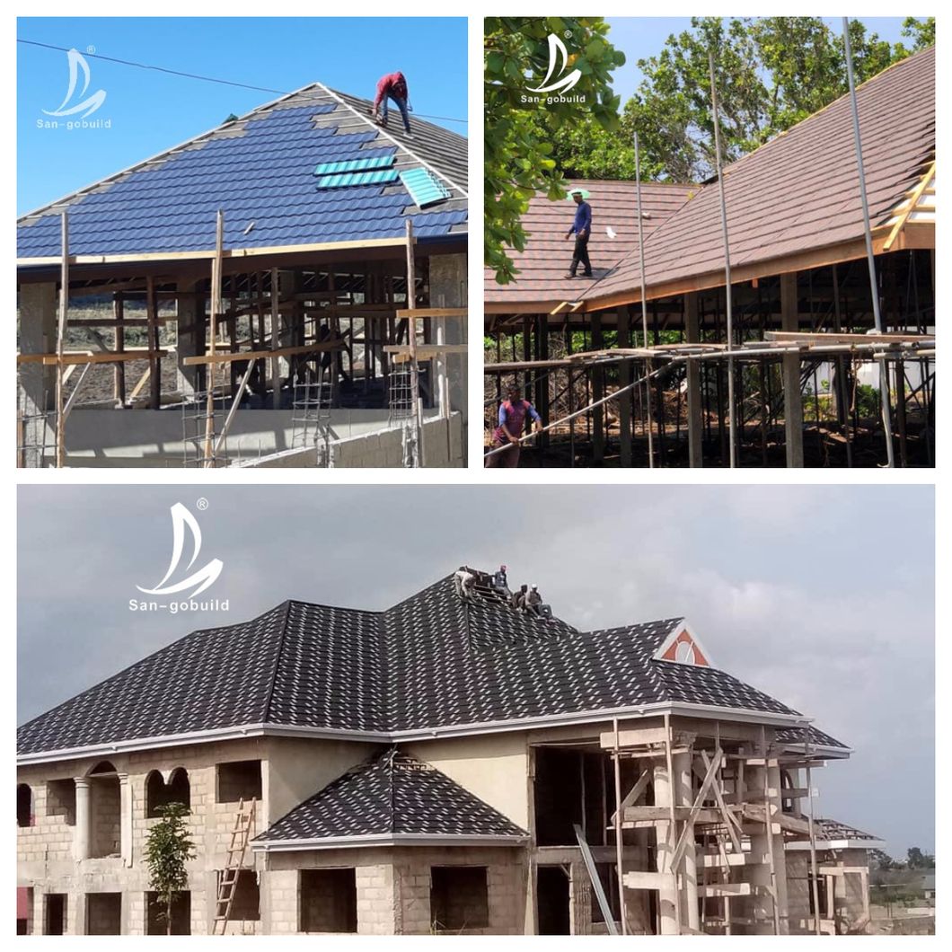 1340*420mm Maroon Red Roof Sheets, Cheap Price Flat Shingle Tile Color Stone Coated Roofing Tiles in Togo