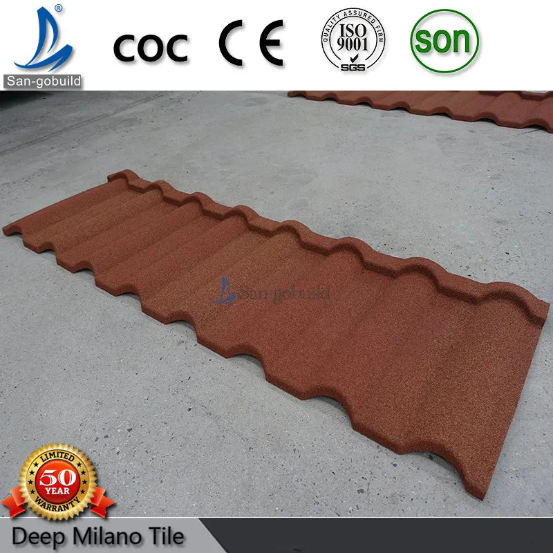1340 *420mm Stone Chip Coated Metal Roof Tile (Milano Type)
