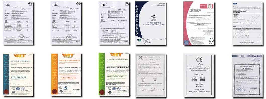 140*20mm Wood Plastic Composite Decking with CE, Fsg SGS, Certificate