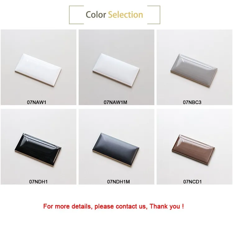 3"X6" Bathroom/Kitchen Pure Black Ceramic Subway Wall Tiles in Stock