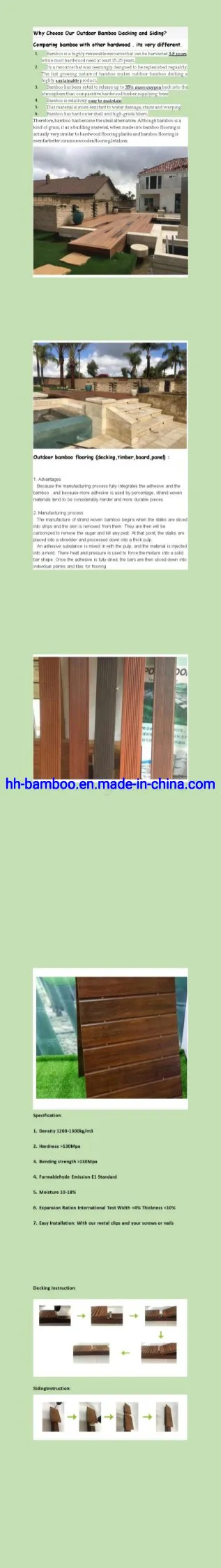 3cm Thickness Bamboo Decking for Outdoor
