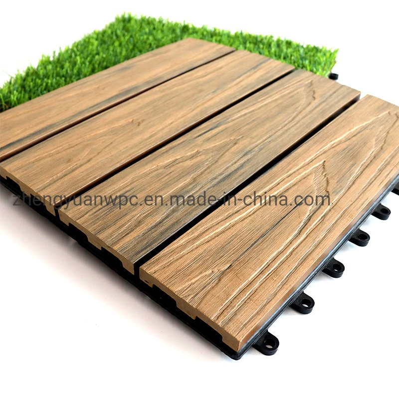 3D Composite WPC Deck Tiles Outdoor Interlock Wood Tile Engineered DIY Tiles