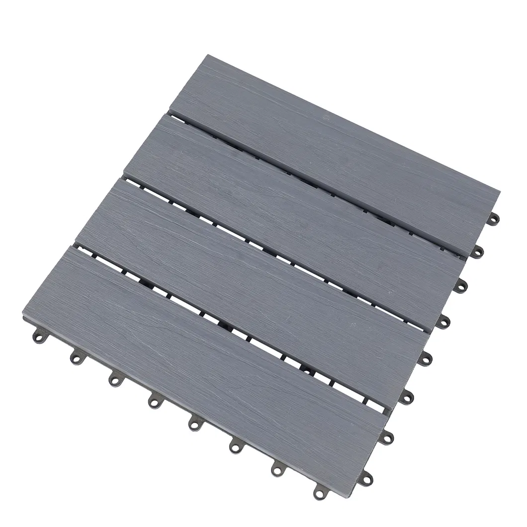 3D Deep Embossing WPC Deck Tiles Waterproof Composite DIY Interlocking Flooring Tiles