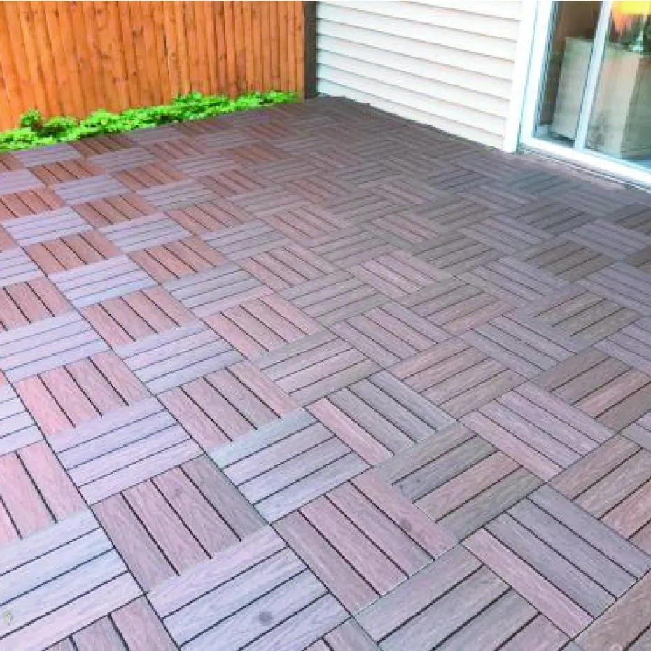 3D Deep Embossing WPC Deck Tiles Waterproof Composite DIY Interlocking Flooring Tiles