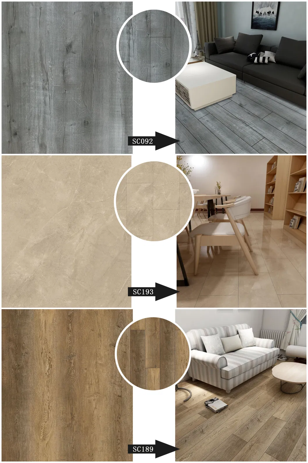 4/5.5mm Thickness Waterproof Fireproof Spc Flooring Vinyl Flooring with Click System