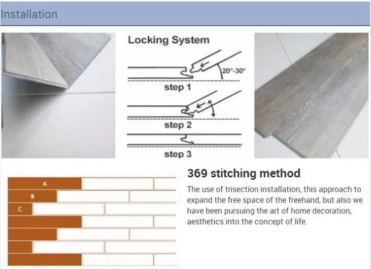 4mm Thickness 0.3mm Wear Layer Spc Flooring Vinyl Plank