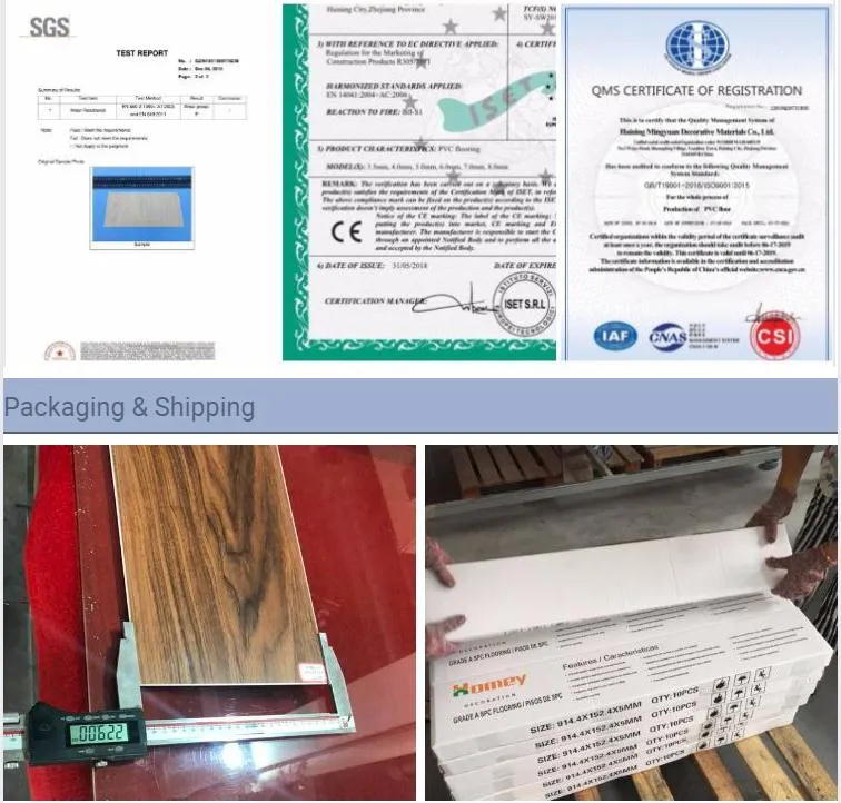 4mm Thickness 0.3mm Wear Layer Spc Flooring Vinyl Plank
