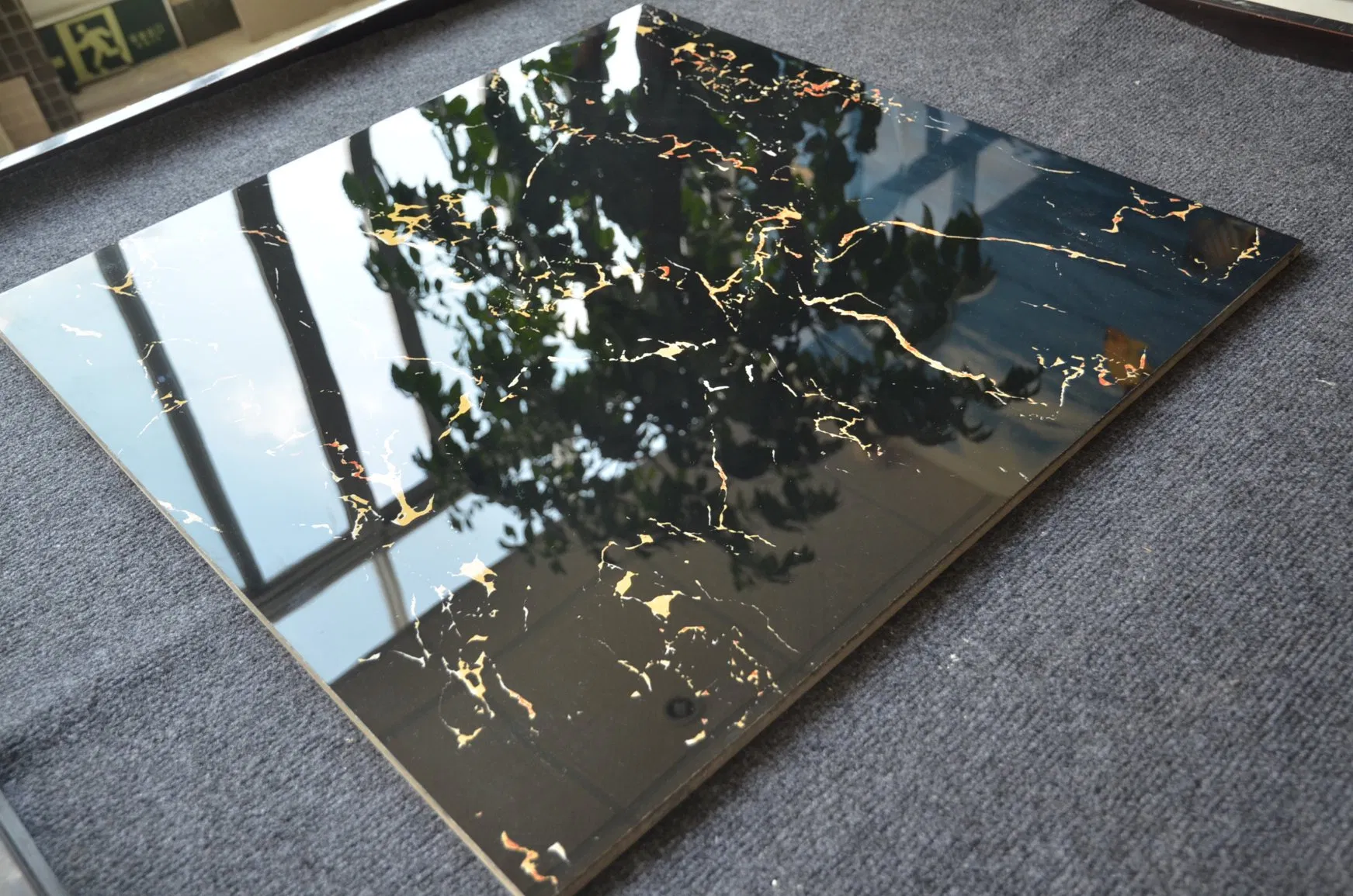 600X600 Portoro Extra Texture Glazed Porcelain Floor Black Tile