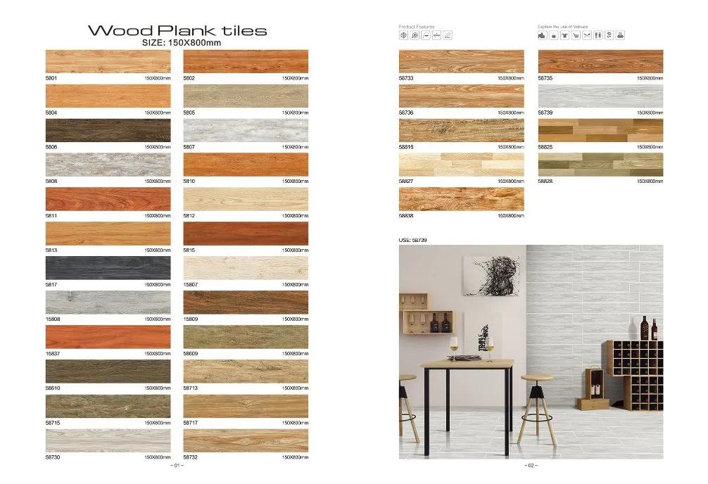 8"X40" Wood Plank Porcelain Tile HD Inkjet Floor Tiles