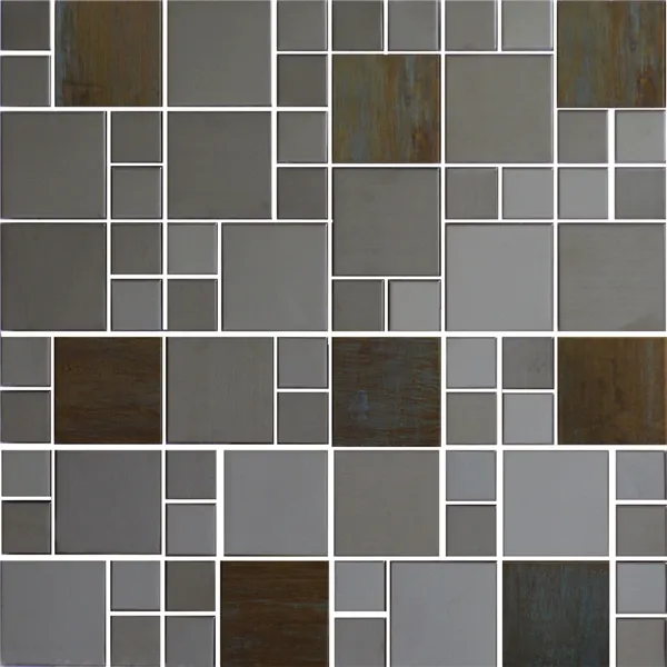 8mm Thickness Stainless Steel Mixed Metal Mosaic Tiles Sheet