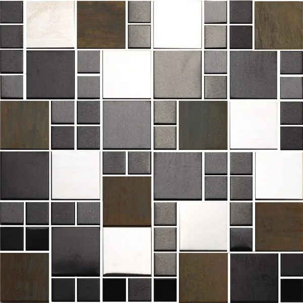8mm Thickness Stainless Steel Mixed Metal Mosaic Tiles Sheet