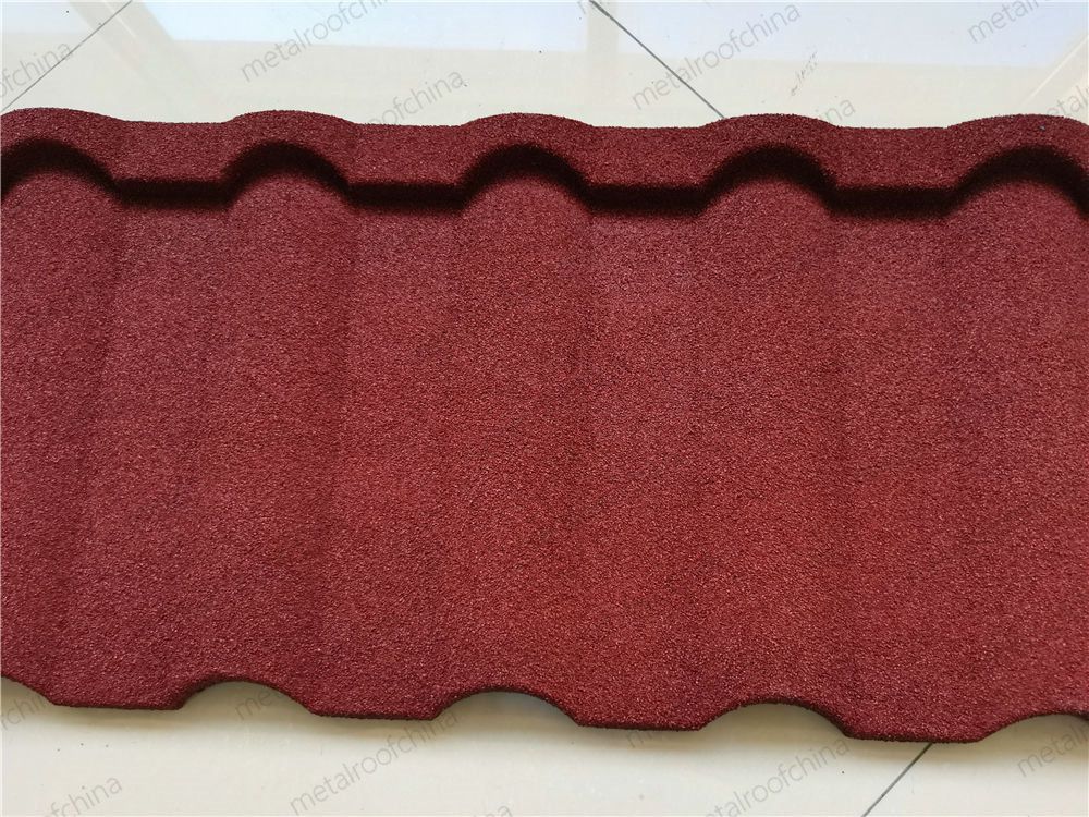 Al-Zinc Coating Steel Roofing 0.38*1340*420mm Milano Design Red Color