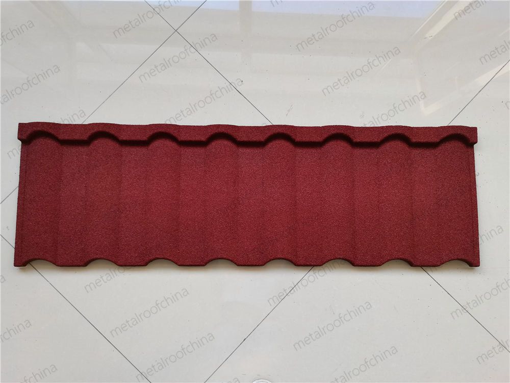 Al-Zinc Coating Steel Roofing 0.38*1340*420mm Milano Design Red Color