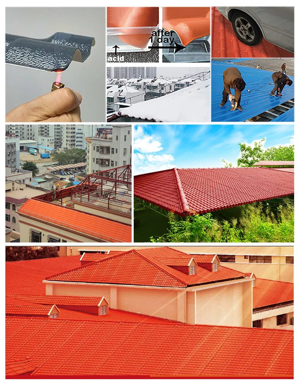 Anti Corrosion Plastic ASA Synthetic Resin Tile Colombia Colonial Spanish PVC Roof Tile