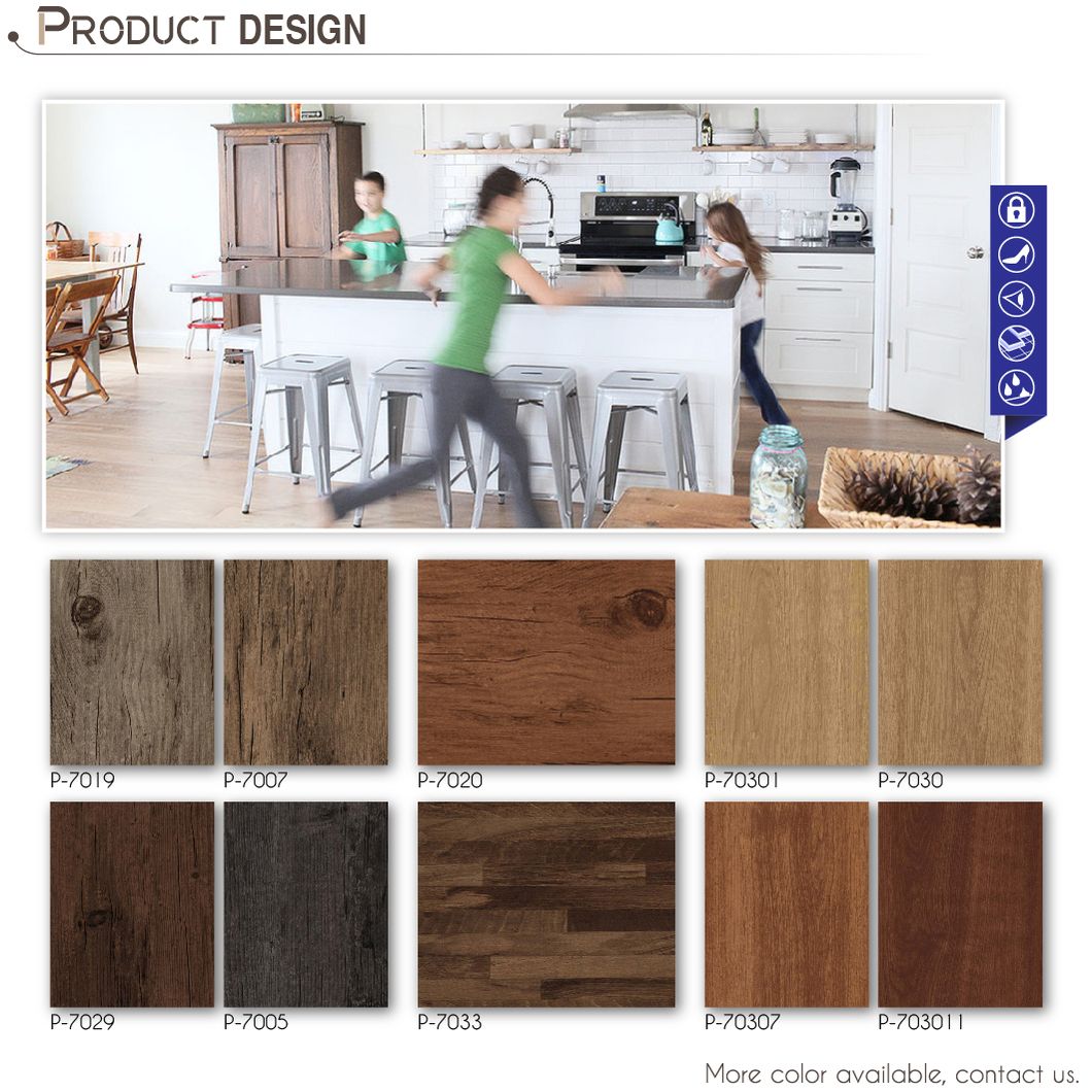 Anti-Slip Glue Down Vinyl Flooring PVC Plank (P-1201)