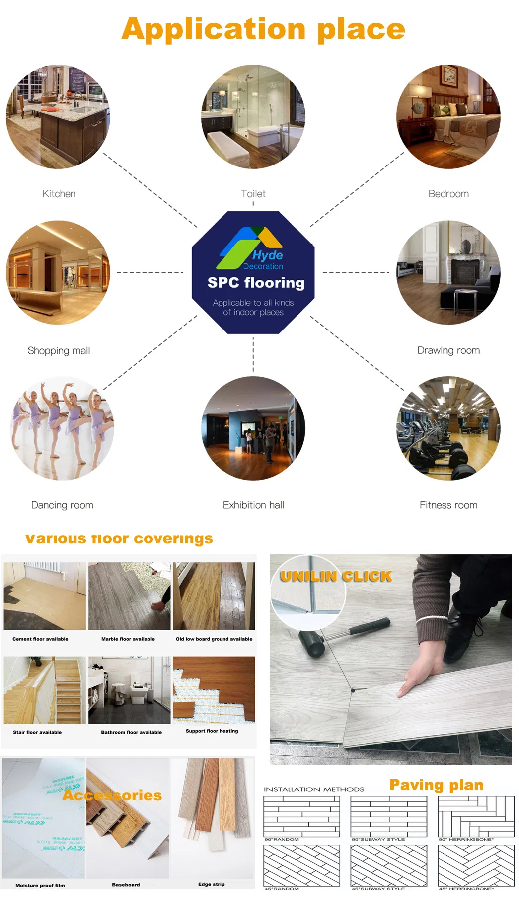 Anti Static Vinyl Rigid Core PVC Spc Flooring 4mm with Underly Mute Layer Pad Spc Flooring and Handrail Factories