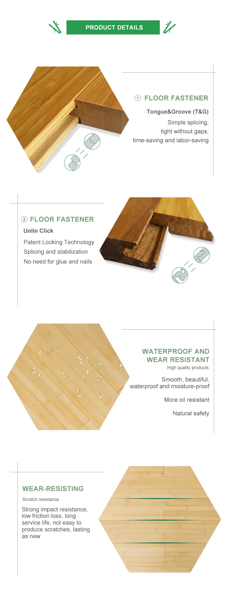 Antique Wirebrushed Surface Handscraped Grey Bamboo Flooring Click Parquet for Indoor