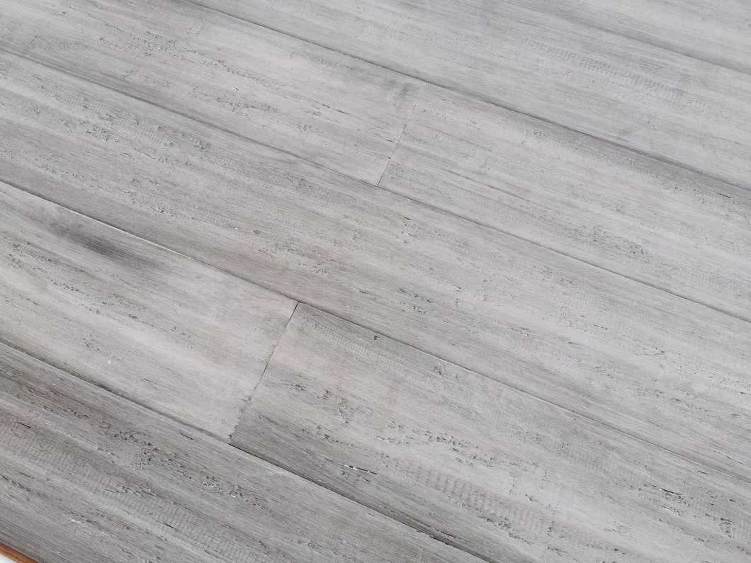 Antique Wirebrushed Surface Handscraped Grey Bamboo Flooring Click Parquet for Indoor