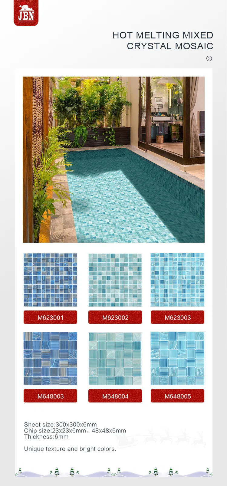 Arabesque Backsplash Fish Scale Blue Mosaic Tile for Swimming Pools