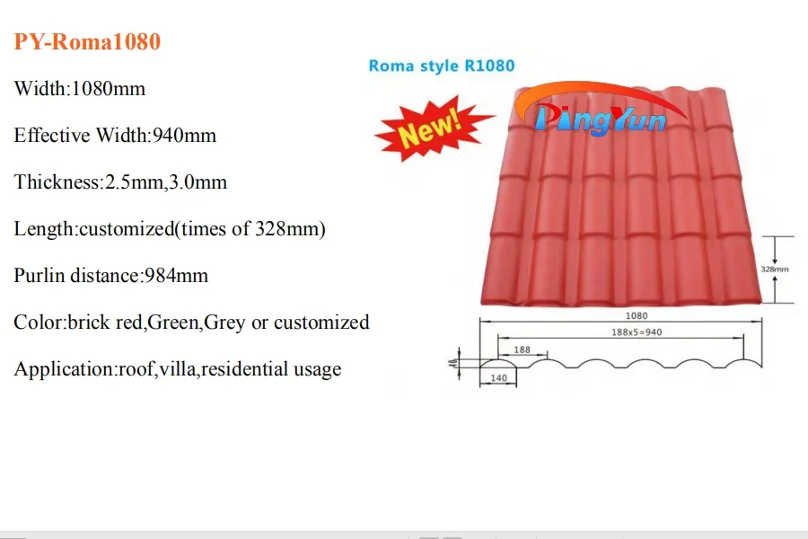 ASA Coated PVC Synthetic Resin Roof Tile for Temple