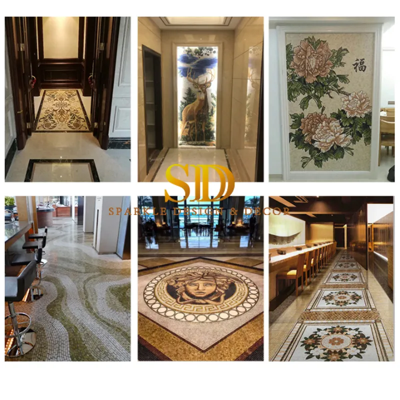 Beautiful Flora/Flower Marble Mosaic Murals Round Shape Marble Mosaic Medallion Inlays for Floor