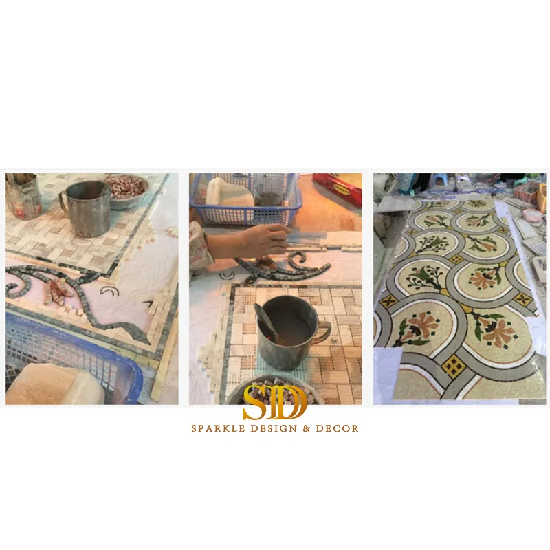 Beautiful Flora/Flower Marble Mosaic Murals Round Shape Marble Mosaic Medallion Inlays for Floor