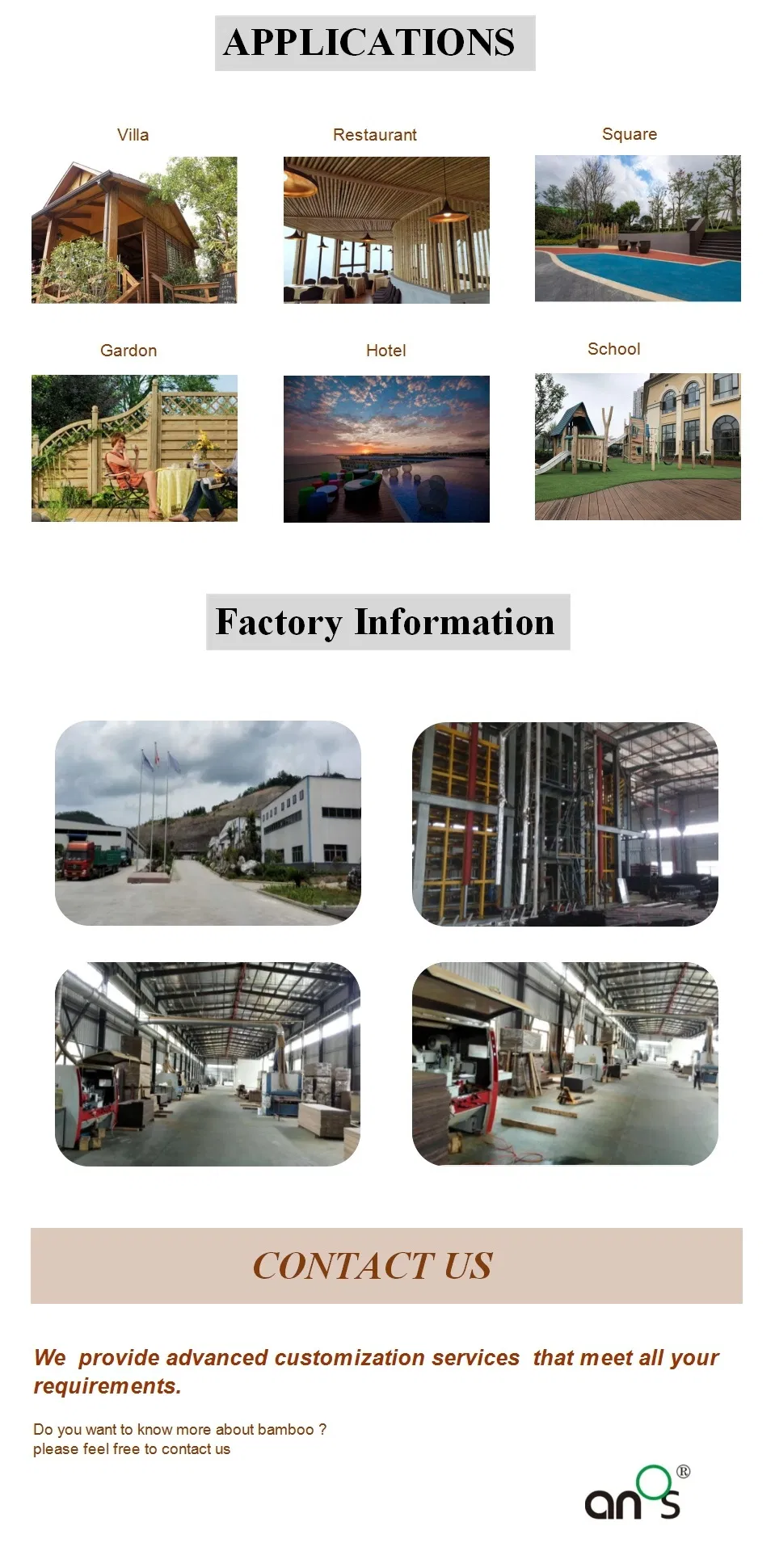 Building Materials Bamboo Home Decoration Bamboo Flooring for Beach House