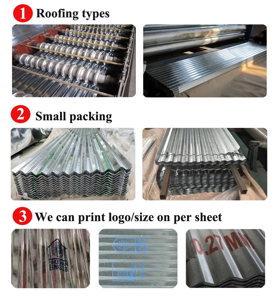 Bwg32 Bwg34 Metal Roofing Sheet Galvanized Steel Corrugated Roof Tile