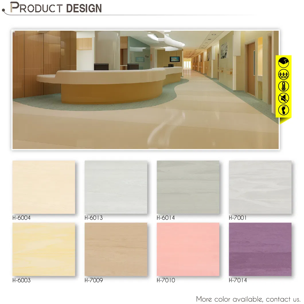 Cheap Homogeneous PVC Flooring Roll Hotel Floor Hospital Floor (HD7015)