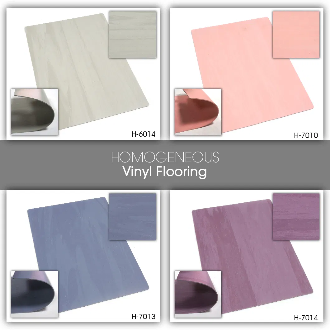 Cheap Homogeneous PVC Flooring Roll Hotel Floor Hospital Floor (HD7015)