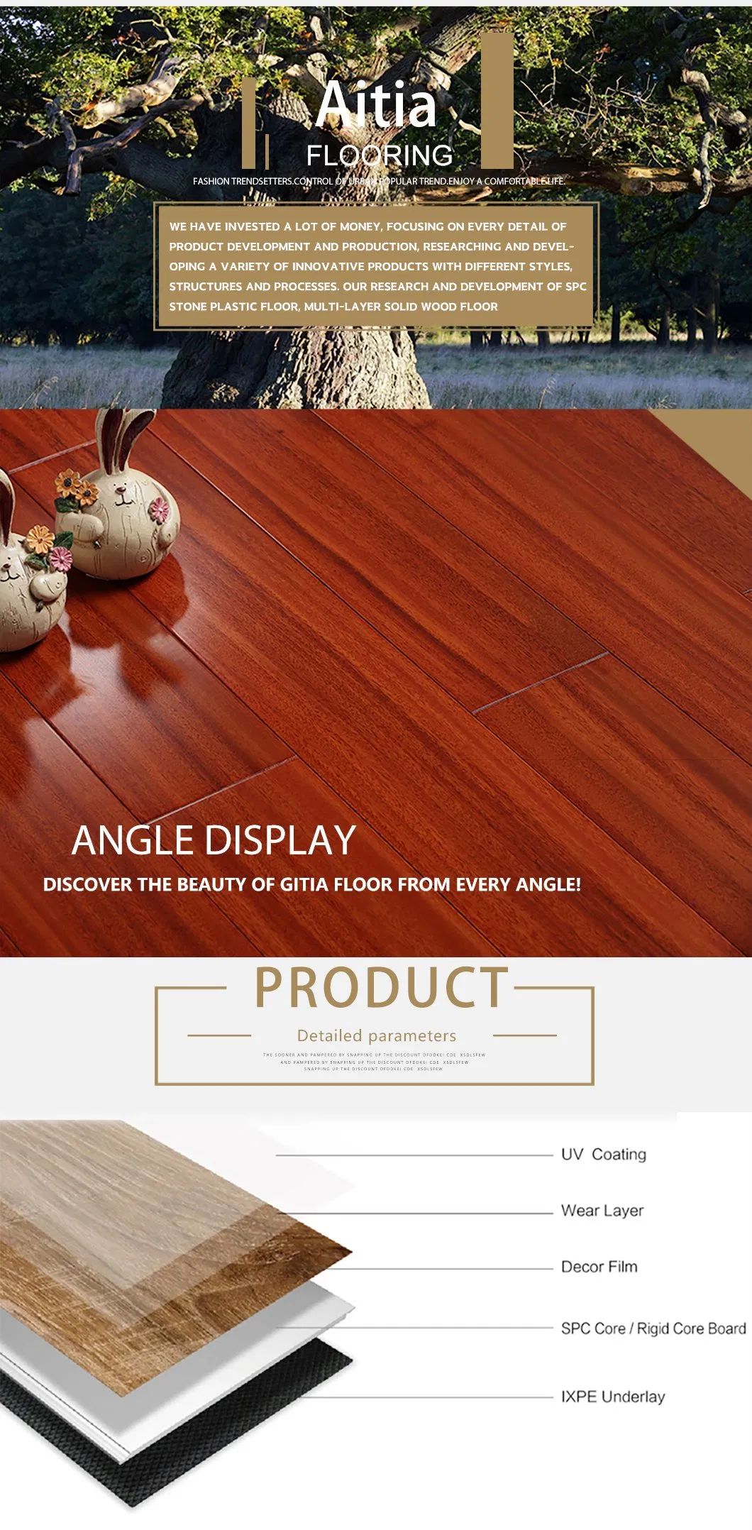 China Manufacturer Click Lock Spc Loose Lay Flooring PVC Flooring Vinyl Plank Flooring