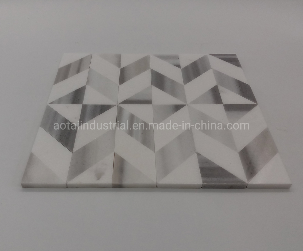 China Suppliers Kitchen Backsplash White Mix Gray Stone Marble Mosaic