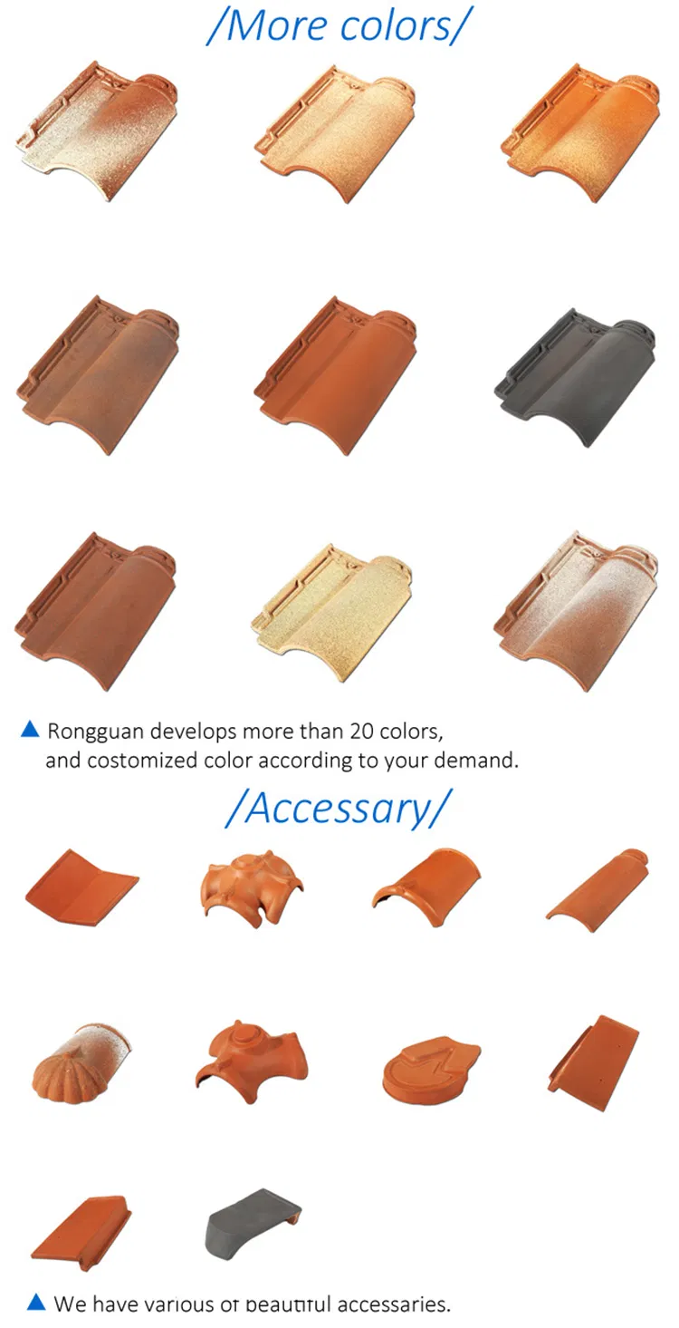 Colorful Environment Friendly Classical Arched Clay Roof Tile