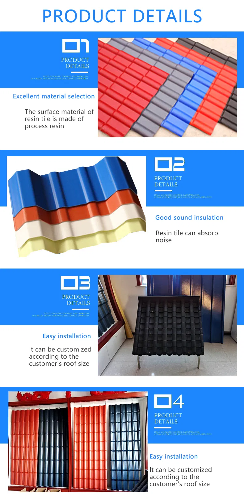 Colour Coated Sheets Synthetic Resin Roof Tile