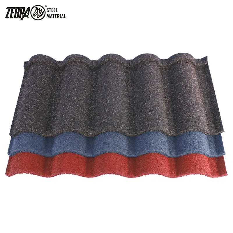 Coloured Classical Stone Coated Steel Roofing Tile Seven Wave Terracotta Roof Sheet Panels 1340 *420mm