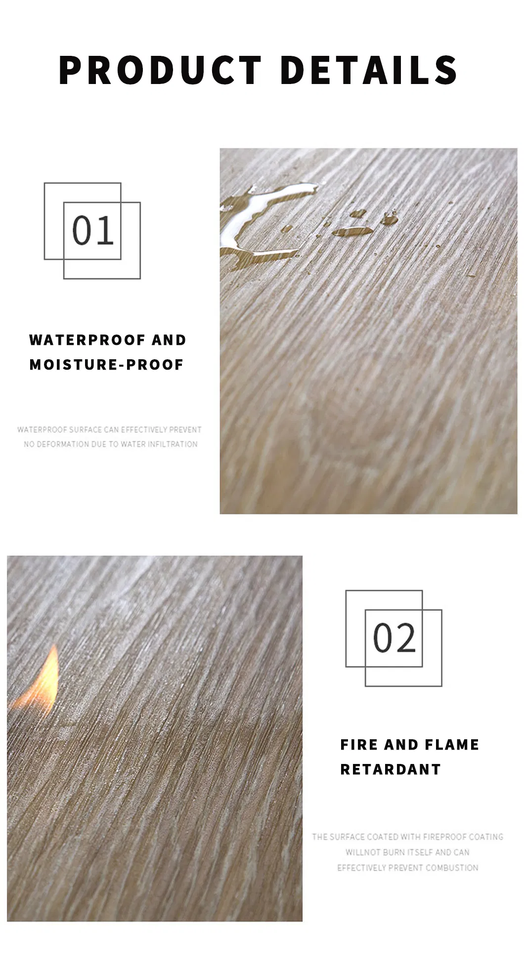 Commercial Decoration Multi-Scene Use 4mm/5mm/6mm Waterproof Spc Vinyl Floor