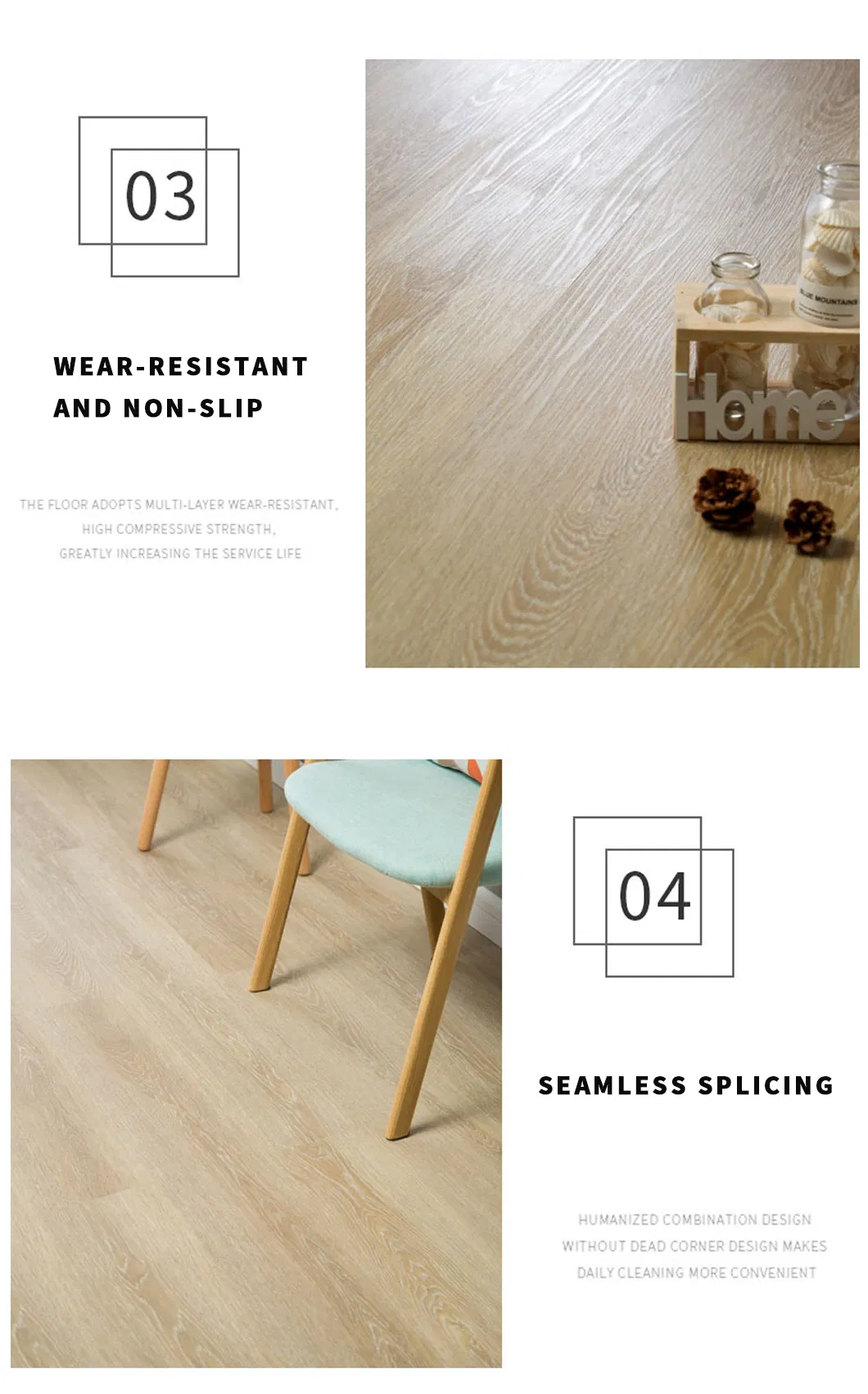 Commercial Decoration Multi-Scene Use 4mm/5mm/6mm Waterproof Spc Vinyl Floor