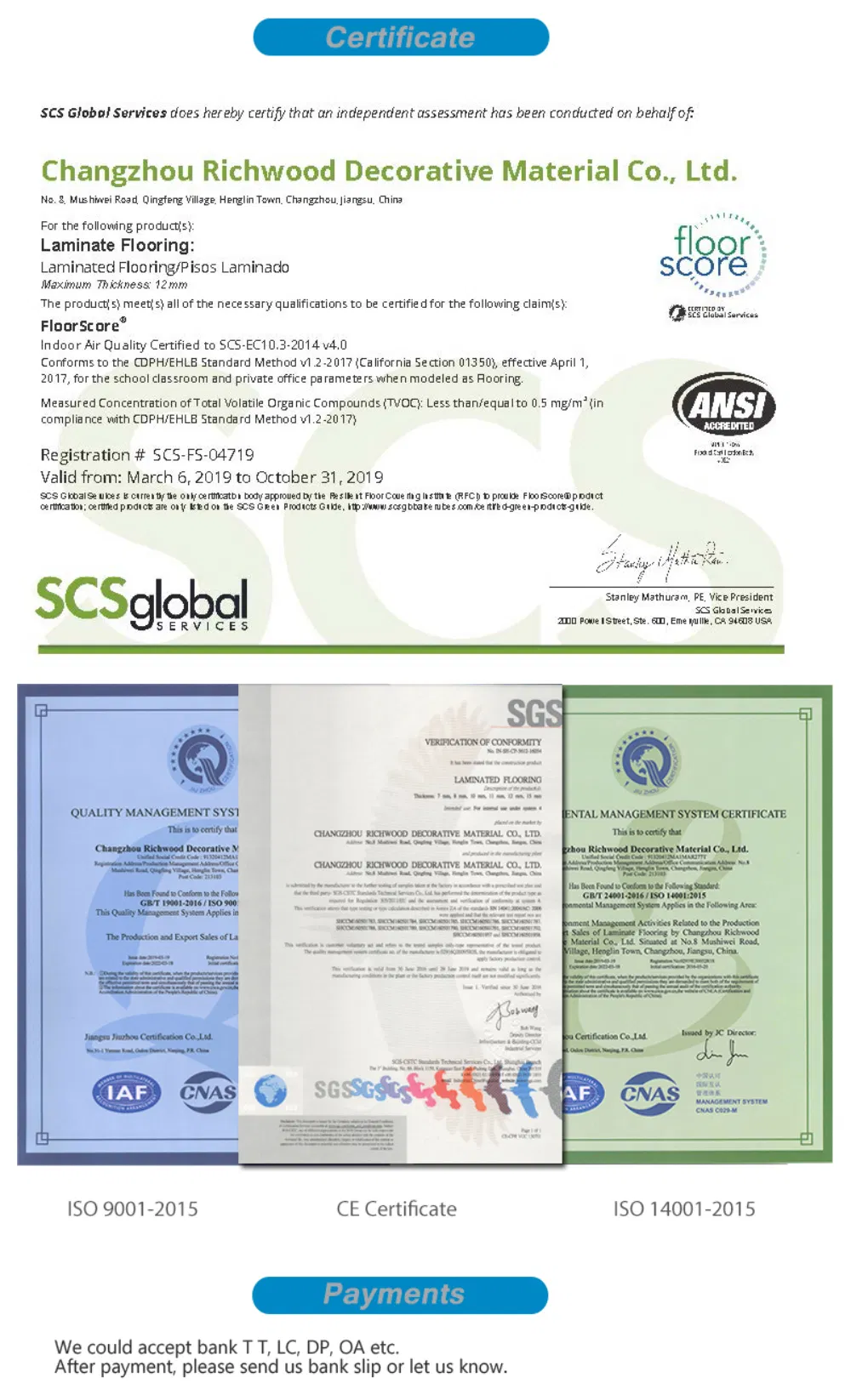 Commercial E1 HDF AC4 Embossed Elm V-Grooved Waterproof Laminate Flooring