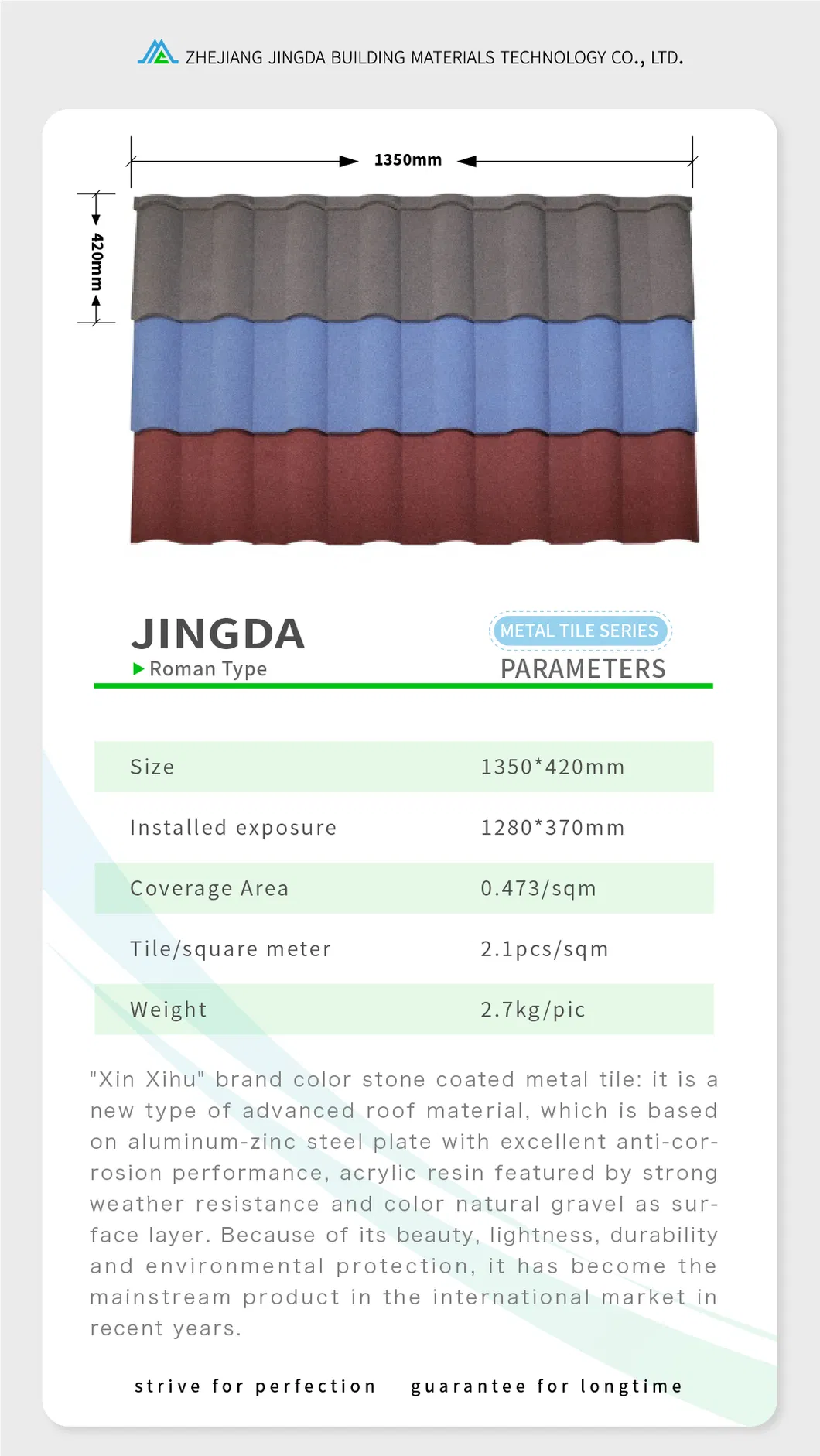 Components for Modular Building/Light Steel Villa Steel Tiles with Colored Stone Coating Spanish Construction Material