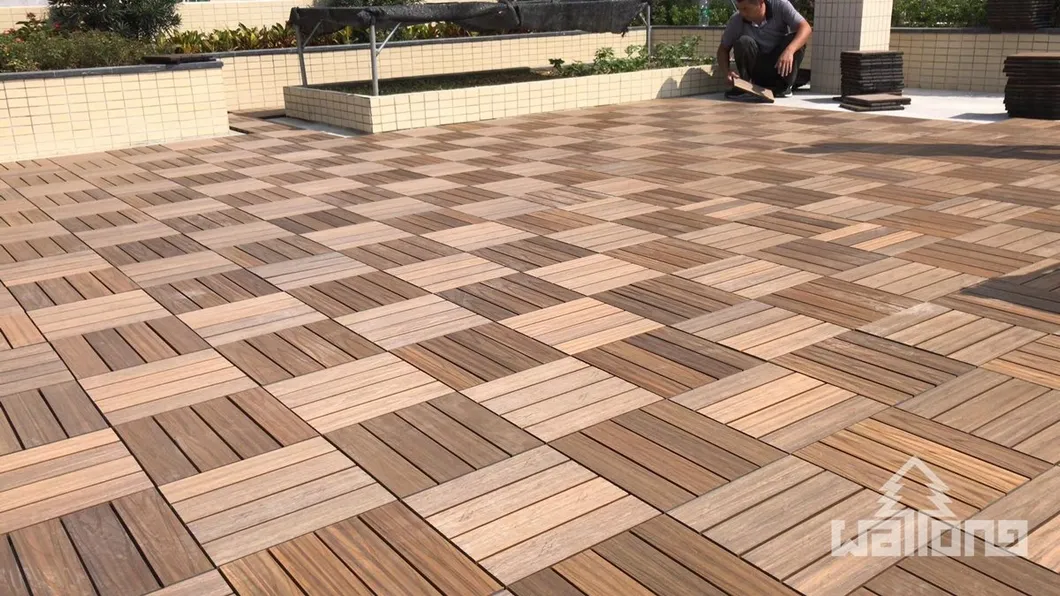 Convenient Easy to Install WPC Composite Decking Tile, DIY at Home Decking Tile, Decoration with Turf