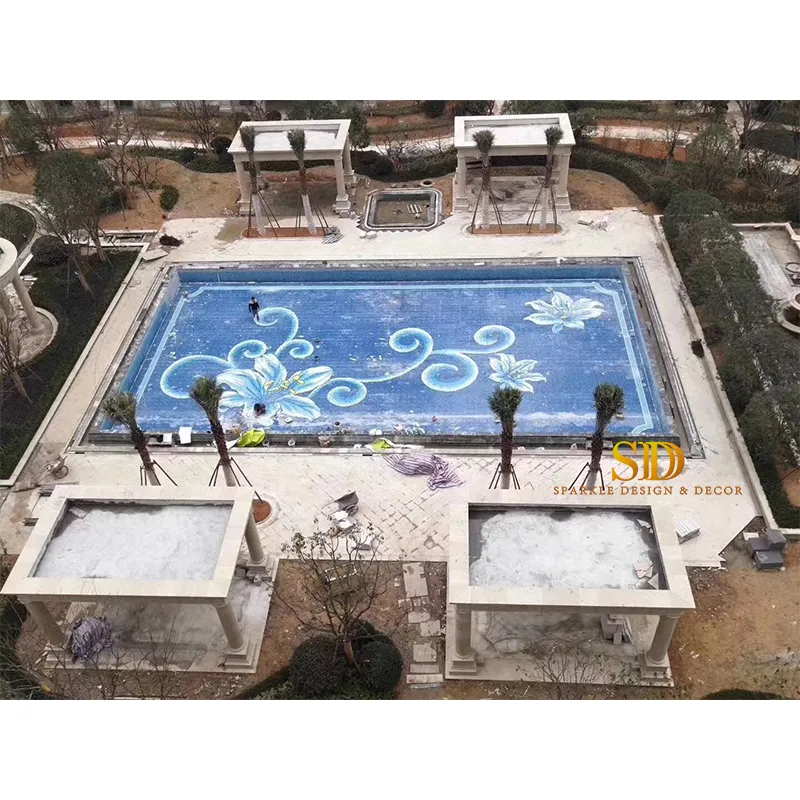 Custom Made Swimming Pool Mosaic Tile Pattern Glass Mosaic Flora/Flower Pattern for Big Pool