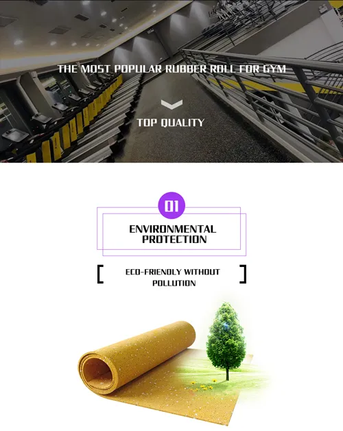 Customized New Generation Roll of Rubber Mat with EPDM Flecks Roll Recycled Colorful Rubber Flooring