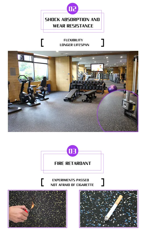 Customized New Generation Roll of Rubber Mat with EPDM Flecks Roll Recycled Colorful Rubber Flooring