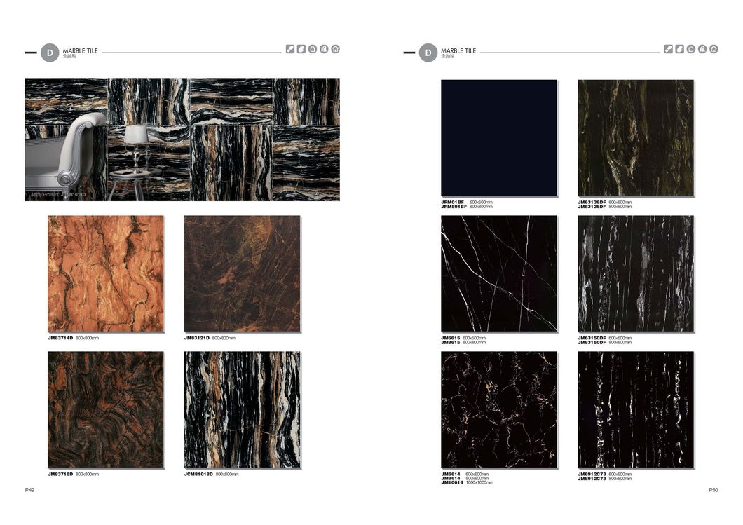 Discount 600X600 Building Material Wear-Resistant Black Porcelain Floor Marble and Stone Ceramic Tile (JM6615)