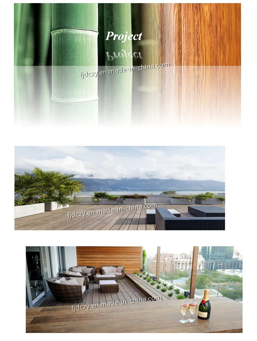 Eco-Friendly Anti-UV Anti-Corrosion (Flat 20mm) Outside Bamboo Flooring