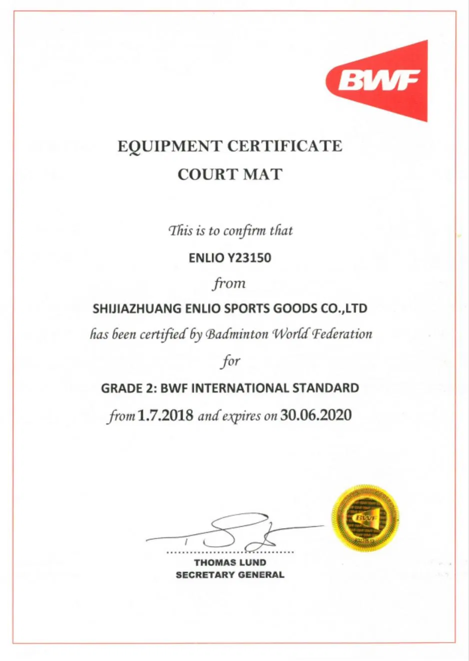 Enlio Bwf II Certified Professional Indoor Badminton Sport PVC Flooring
